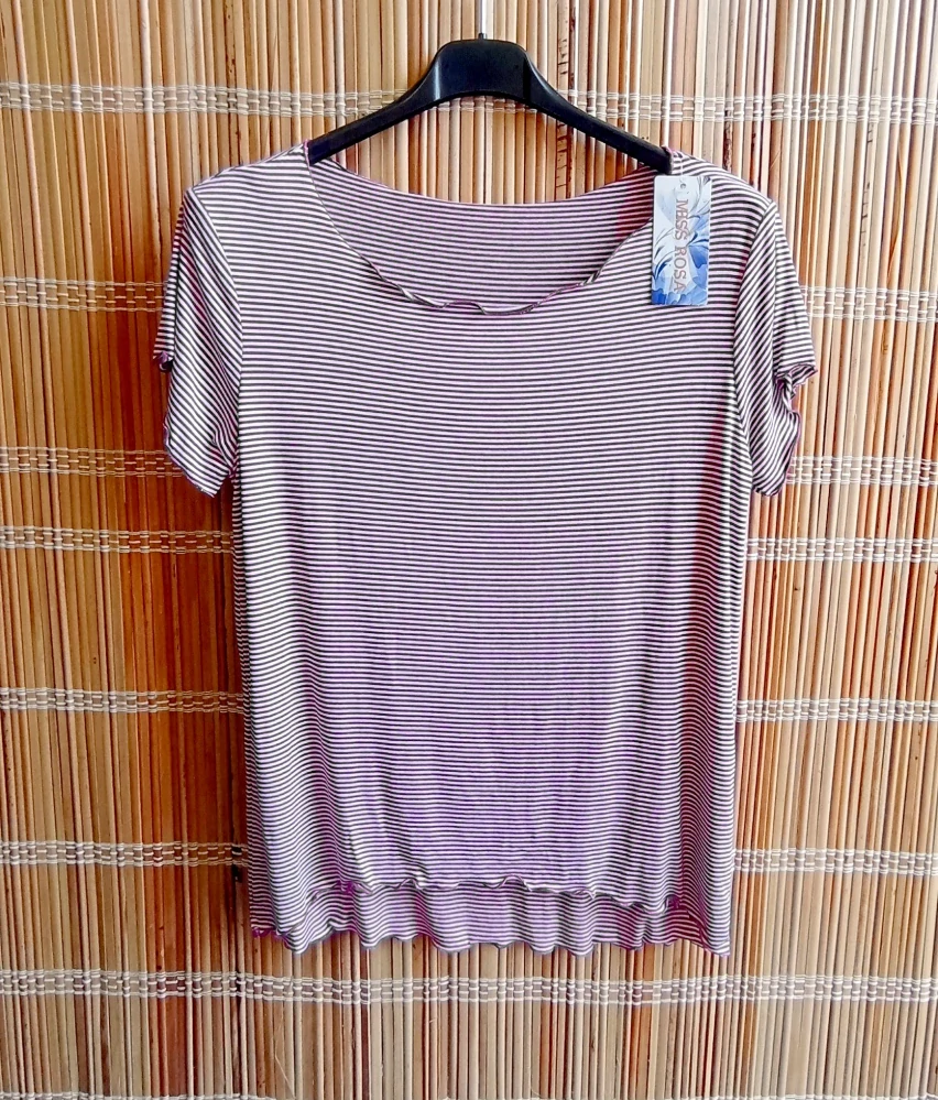Dámské tričko ITALY pruh tm.červené s ozdobným krajem vel.UNI (M/L)