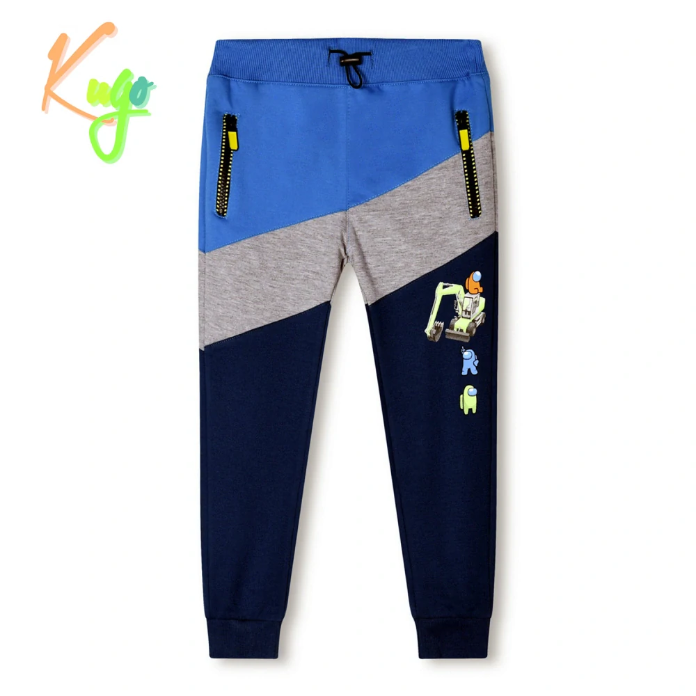 Dětské tepláky KUGO TM8207 černá/šedá/modrá vel.128