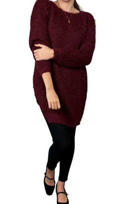 Dámský elegantní svetr ITALY vínový vel.UNI (M/L)