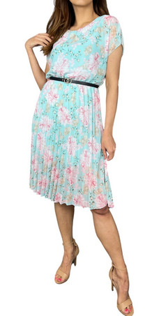 Dámksé šaty ITALY světle tyrkys květ vel.UNI (S/M/L)