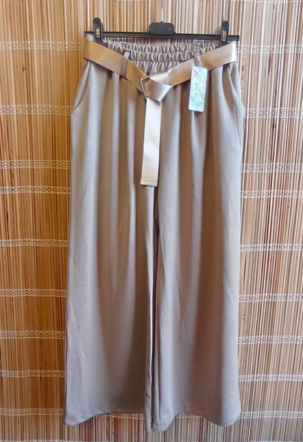 Dámské široké kalhoty italská móda béžové vel.UNI(M/L)