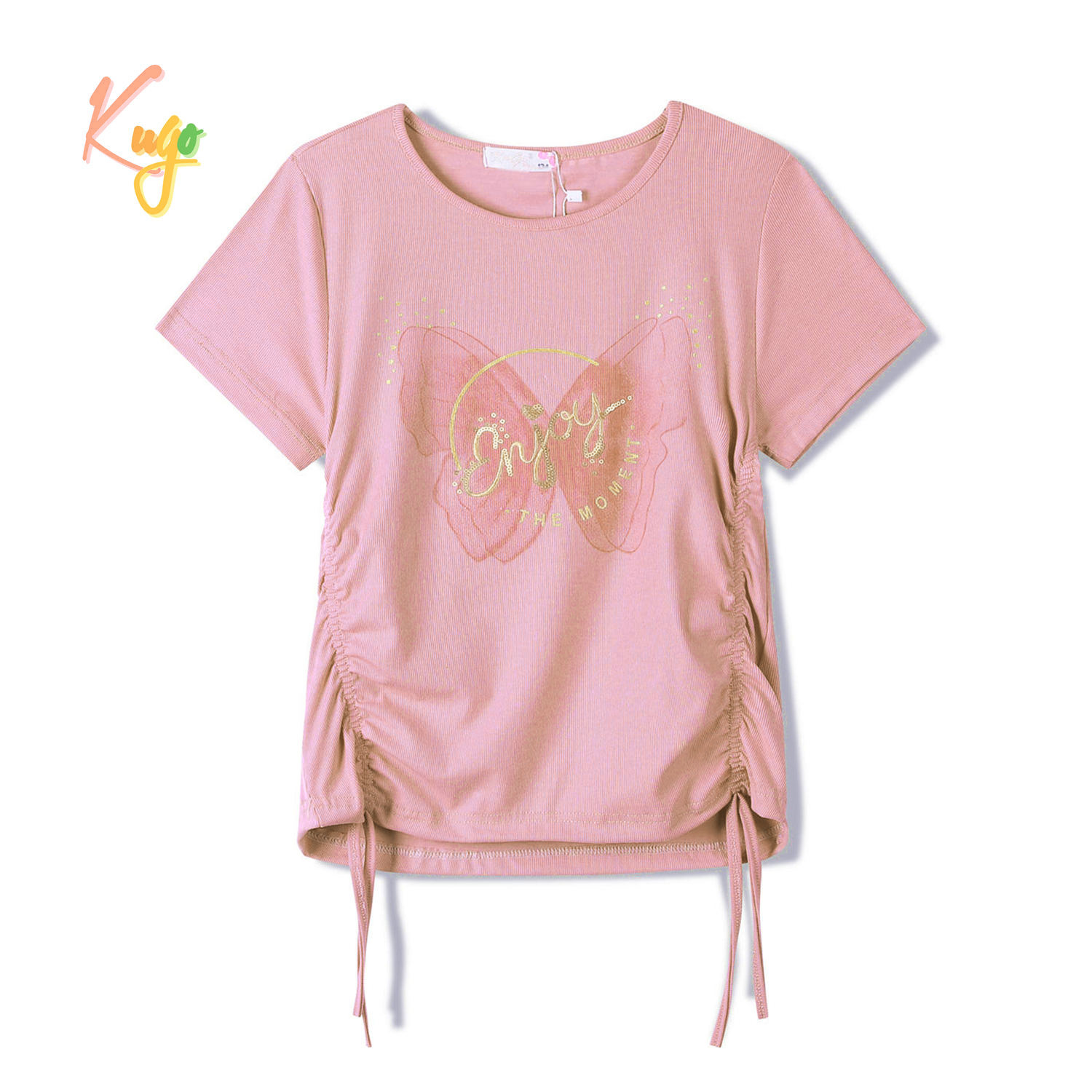 Dívčí elegantní tričko KUGO WL0901 starorůžové vel.122,134,146