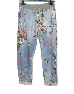 Dámské elegantní tepláky sv.modré květ vel.UNI-XL/XXL