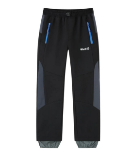 Dětské zateplené softshellové kalhoty WOLF B2495 černé s modrými zipy vel.104