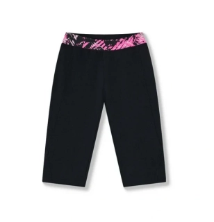 Dámské 3/4 legíny WOLF H2541 černé / růžový pas vel.XXL
