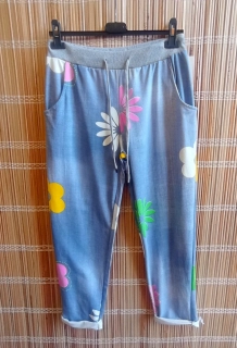 Dámské elegantní tepláky sv.modré květ vel.UNI-M/L
