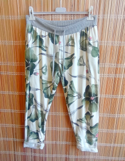 Dámské elegantní tepláky světlé zelený květ vel.XL/XXL