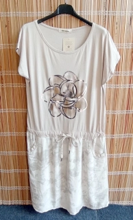 Dámské šaty kytka béžové vel.UNI (L/XL)