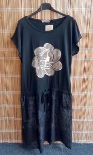 Dámské šaty kytka černé vel.UNI (L/XL)