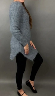 Dámský elegantní svetr ITALY šedý vel.UNI (M/L)
