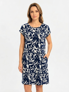 Dámské šaty květ AX87663 tmavě modré vel.M/L,XL/XXL